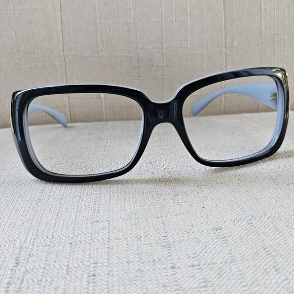 DKNY Oversized Black Square Glasses W Milky Baby Blue Interior Eyeglasses - Picture 3 of 16